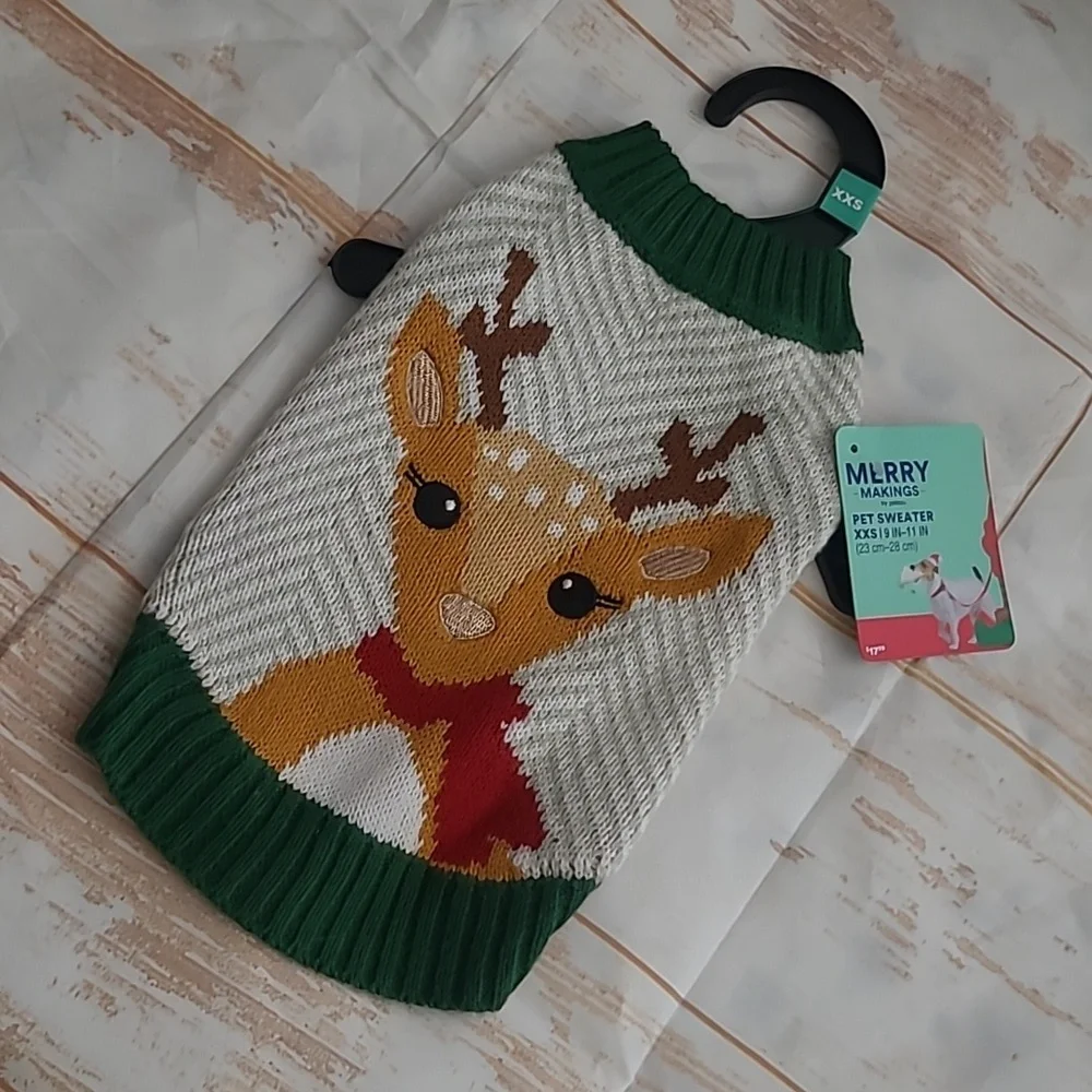 Dog .. Christmas .. Sweater .. Reindeer .. XXS 9-11 inches